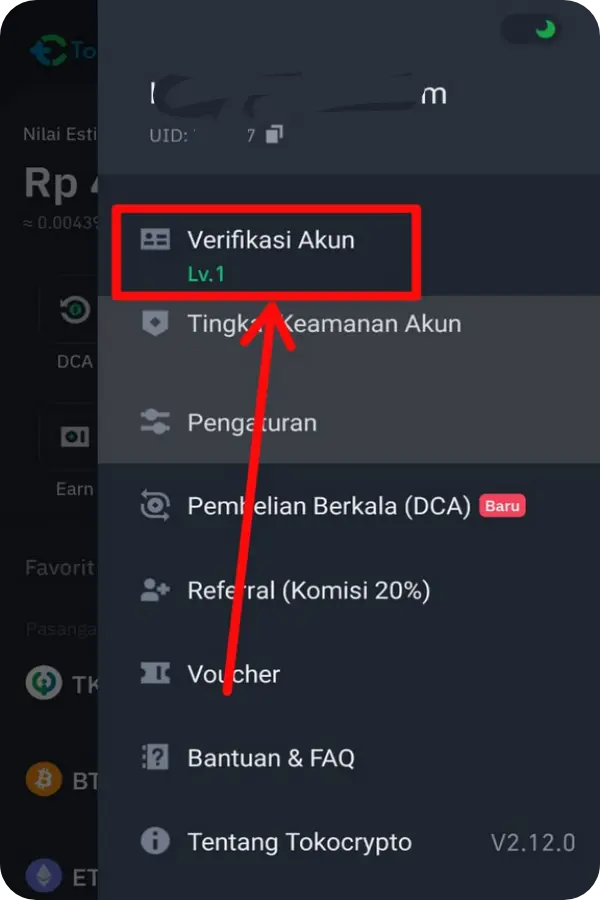 Cara Melihat kode Referral Tokocrypto